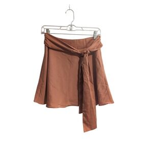Lelis Collection Mini Skirt Women M Terracotta Orange Faux Wrap Tie Waist